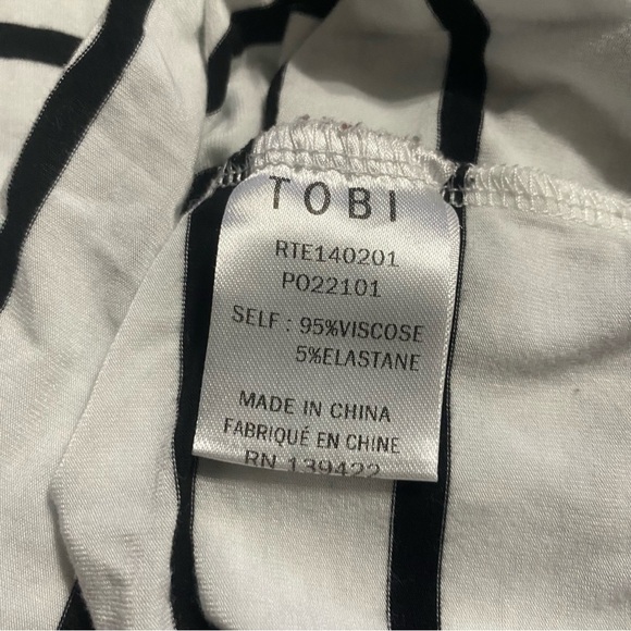 Tobi Black White Striped Long Sleeve Viscose Blend Top - Picture 5 of 5